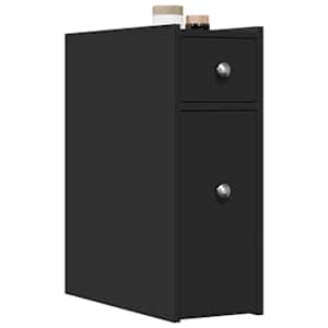 Ozka kopalniška kredenca s kolesi črna inženirski les