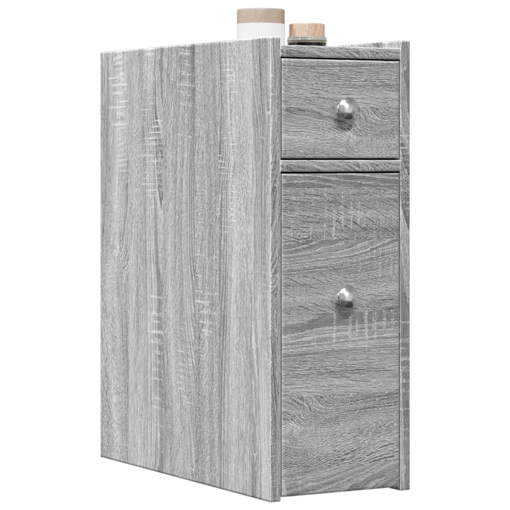 vidaXL Badschrank Schmal mit Rollen Grau Sonoma Holzwerkstoff