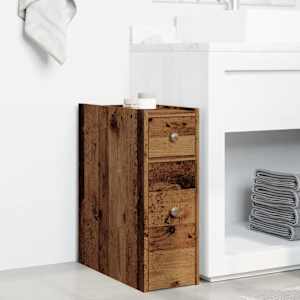 Úzká koupelnová skříňka na kolečkách old wood kompozitní dřevo - obrázek 3