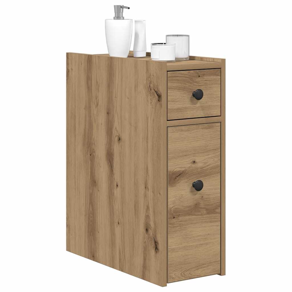 Thumbnail - vidaXL Badschrank Schmal mit Rollen Artisan-Eiche Holzwerkstoff