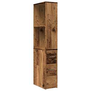 Úzká koupelnová skříňka na kolečkách old wood kompozitní dřevo - obrázek 2