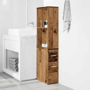 Úzká koupelnová skříňka na kolečkách old wood kompozitní dřevo - obrázek 3