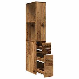 Úzká koupelnová skříňka na kolečkách old wood kompozitní dřevo - obrázek 7