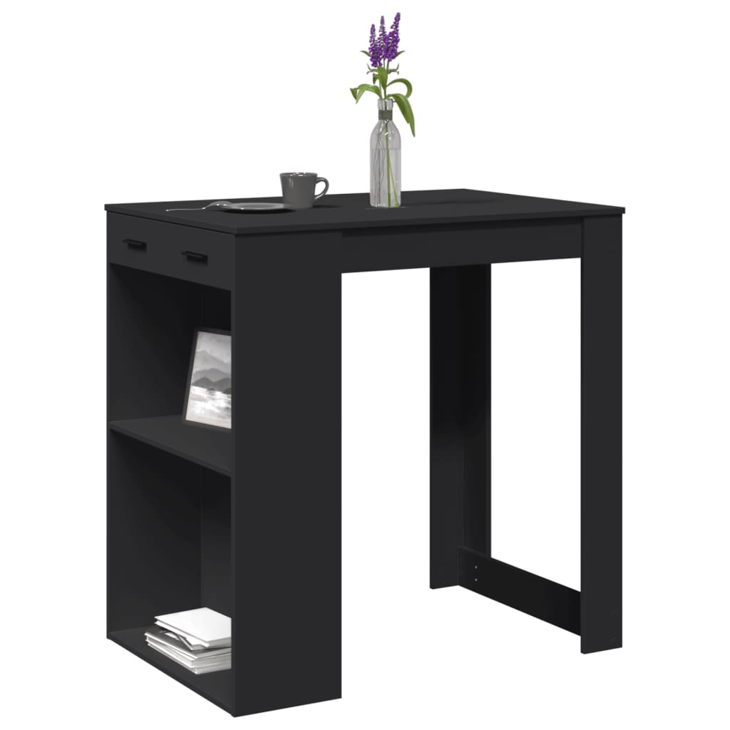 vidaXL Masă de bar, negru, 102x70x103,5 cm, lemn prelucrat