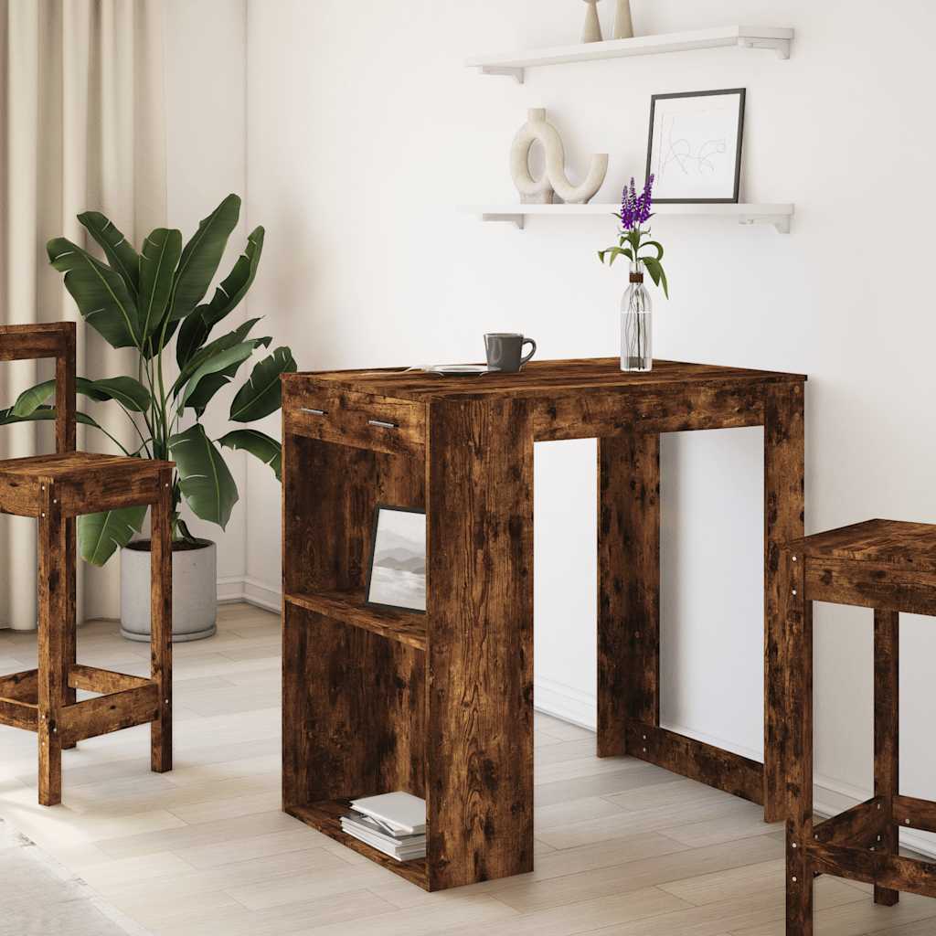 vidaXL füstös tölgy színű szerelt fa bárasztal 102 x 70 x 103,5 cm