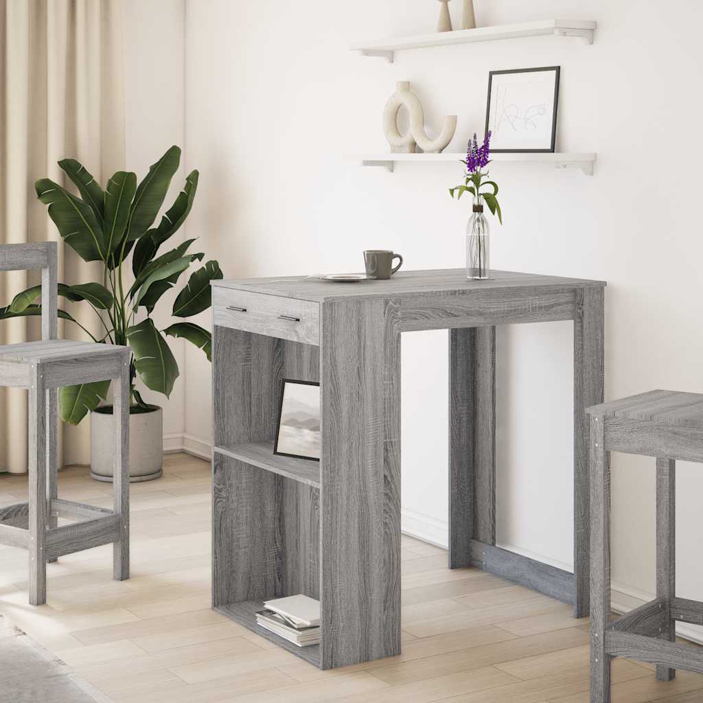 vidaXL Bartafel 102x70x103,5 cm bewerkt hout grijs sonoma eikenkleur afbeelding