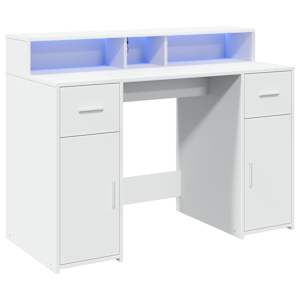 Psací stůl s LED světly bílý 120 x 55 x 91 cm kompozitní dřevo - obrázek 3