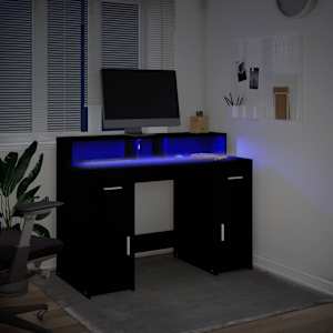 Psací stůl s LED světly černý 120 x 55 x 91 cm kompozitní dřevo - obrázek 4