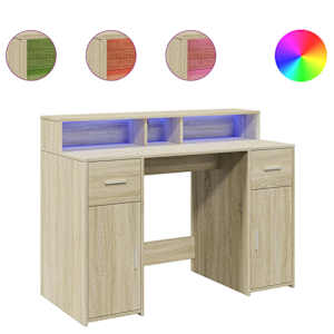 vidaXL kirjutuslaud LED-tuledega, Sonoma tamm, 120x55x91 cm, tehispuit