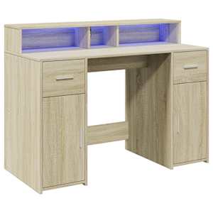 Psací stůl s LED dub sonoma 120 x 55 x 91 cm kompozitní dřevo - obrázek 3