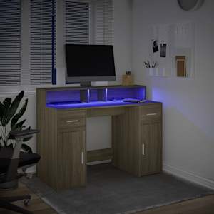 Psací stůl s LED dub sonoma 120 x 55 x 91 cm kompozitní dřevo - obrázek 5