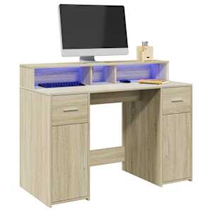 Psací stůl s LED dub sonoma 120 x 55 x 91 cm kompozitní dřevo