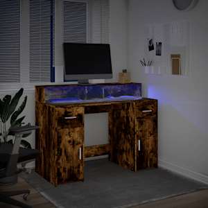 Psací stůl s LED kouřový dub 120 x 55 x 91 cm kompozitní dřevo - obrázek 5