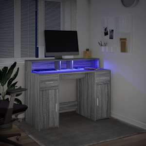 Psací stůl s LED šedý sonoma 120 x 55 x 91 cm kompozitní dřevo - obrázek 5