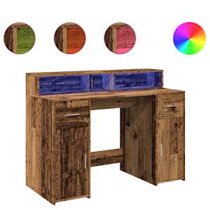 Psací stůl s LED světly old wood 120x55x91 cm kompozitní dřevo - obrázek 2