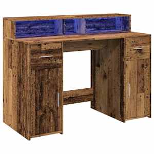 Psací stůl s LED světly old wood 120x55x91 cm kompozitní dřevo - obrázek 3