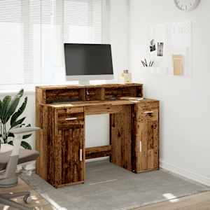 Psací stůl s LED světly old wood 120x55x91 cm kompozitní dřevo - obrázek 4