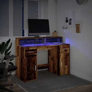 Psací stůl s LED světly old wood 120x55x91 cm kompozitní dřevo - obrázek 5