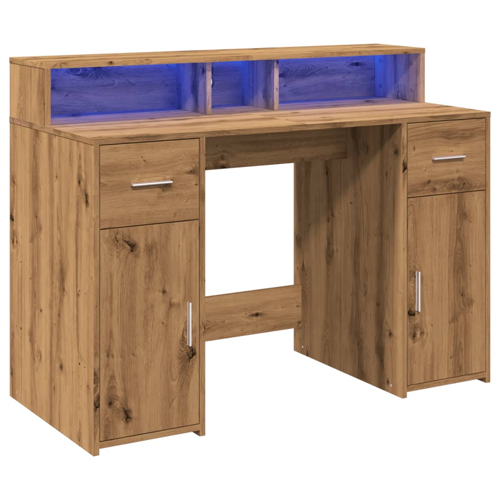 Thumbnail - vidaXL LED-Schreibtisch Artisan-Eiche 120x55x91 cm Holzwerkstoff
