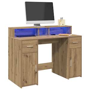 Psací stůl s LED dub artisan 120 x 55 x 91 cm kompozitní dřevo - obrázek 4