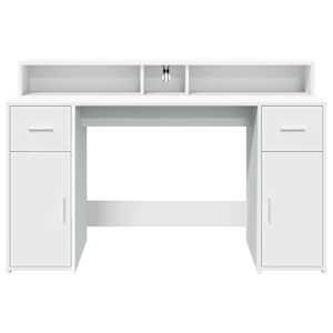 Psací stůl s LED světly bílý 140 x 55 x 91 cm kompozitní dřevo - obrázek 6
