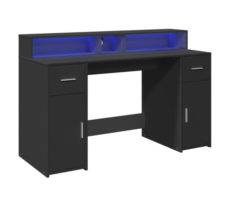 vidaXL LED-Schreibtisch Schwarz 140x55x91 cm Holzwerkstoff
