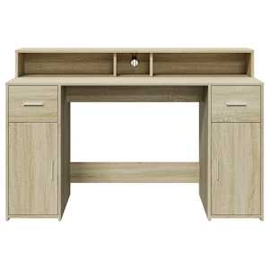 Psací stůl s LED dub sonoma 140 x 55 x 91 cm kompozitní dřevo - obrázek 6