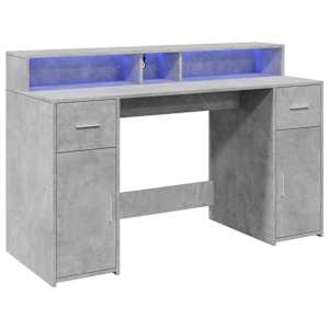 Psací stůl s LED betonově šedý 140x55x91 cm kompozitní dřevo - obrázek 3