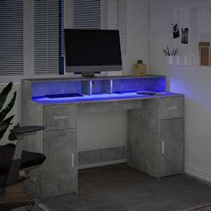 Psací stůl s LED betonově šedý 140x55x91 cm kompozitní dřevo - obrázek 5
