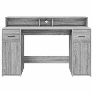 Psací stůl s LED šedý sonoma 140 x 55 x 91 cm kompozitní dřevo - obrázek 6