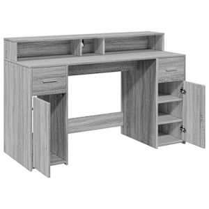 Psací stůl s LED šedý sonoma 140 x 55 x 91 cm kompozitní dřevo - obrázek 9