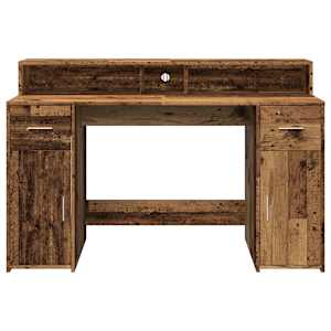 Psací stůl s LED světly old wood 140x55x91 cm kompozitní dřevo - obrázek 6