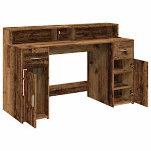 Psací stůl s LED světly old wood 140x55x91 cm kompozitní dřevo - obrázek 9