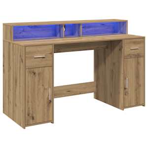 Psací stůl s LED dub artisan 140 x 55 x 91 cm kompozitní dřevo - obrázek 5