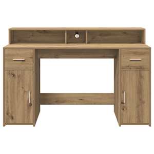 Psací stůl s LED dub artisan 140 x 55 x 91 cm kompozitní dřevo - obrázek 6