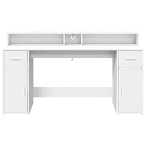 Psací stůl s LED světly bílý 160 x 55 x 91 cm kompozitní dřevo - obrázek 6