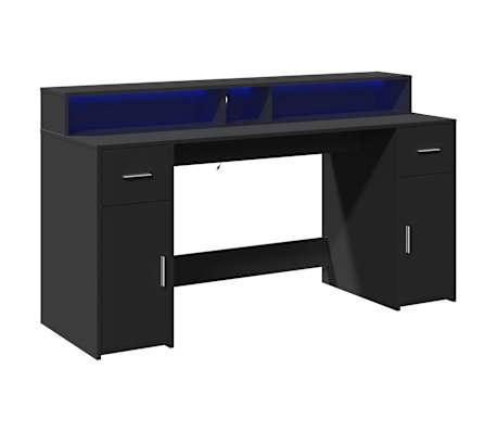 vidaXL LED-Schreibtisch Schwarz 160x55x91 cm Holzwerkstoff