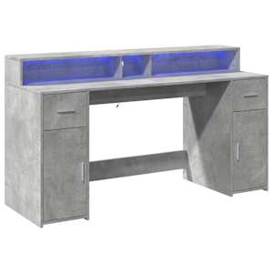 Psací stůl s LED betonově šedý 160x55x91 cm kompozitní dřevo - obrázek 3