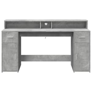 Psací stůl s LED betonově šedý 160x55x91 cm kompozitní dřevo - obrázek 6