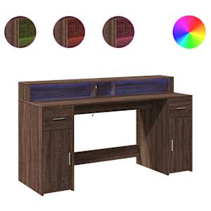 vidaXL kirjutuslaud LED-tuledega, pruun tamm, 160x55x91 cm