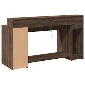Psací stůl s LED světly hnědý dub 160x55x91 cm kompozitní dřevo - obrázek 8