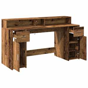 Psací stůl s LED světly old wood 160x55x91 cm kompozitní dřevo - obrázek 9