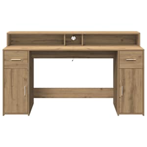 Psací stůl s LED dub artisan 160 x 55 x 91 cm kompozitní dřevo - obrázek 6