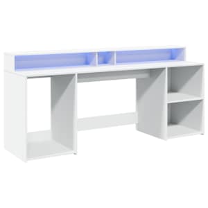 Psací stůl s LED světly bílý 200 x 55 x 91 cm kompozitní dřevo - obrázek 3
