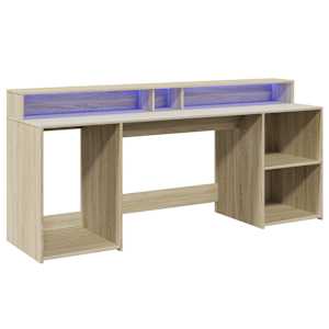 Psací stůl s LED dub sonoma 200 x 55 x 91 cm kompozitní dřevo - obrázek 3