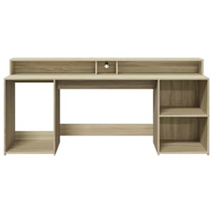 Psací stůl s LED dub sonoma 200 x 55 x 91 cm kompozitní dřevo - obrázek 6