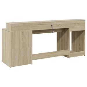 Psací stůl s LED dub sonoma 200 x 55 x 91 cm kompozitní dřevo - obrázek 8