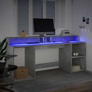 Psací stůl s LED betonově šedý 200x55x91 cm kompozitní dřevo - obrázek 4