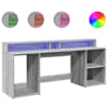 vidaXL kirjutuslaud LED-tuledega, hall Sonoma tamm, 200x55x91 cm