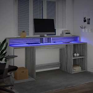 Psací stůl s LED šedý sonoma 200 x 55 x 91 cm kompozitní dřevo - obrázek 5